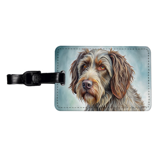 Wirehaired Pointing Griffon Dog Illustration Travel Faux Leather Luggage Tag