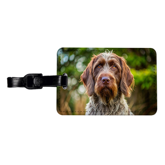 Wirehaired Pointing Griffon Dog Photo Travel Faux Leather Luggage Tag