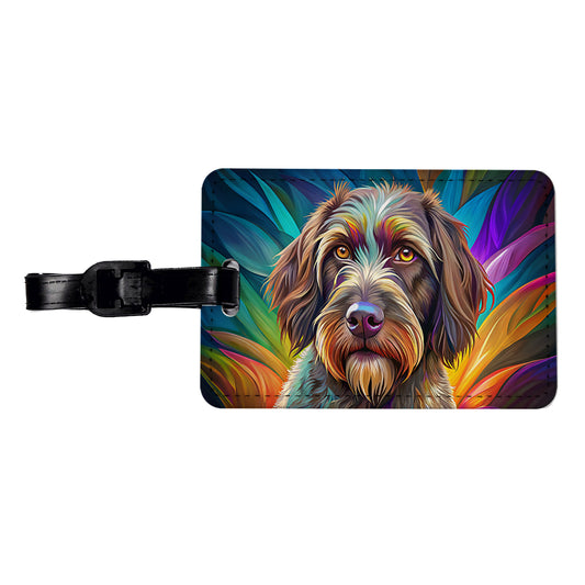 Wirehaired Pointing Griffon Dog Pop Art Travel Faux Leather Luggage Tag