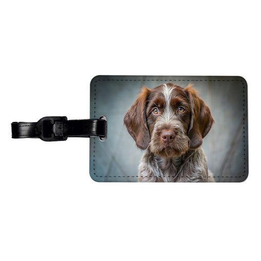 Wirehaired Pointing Griffon Dog Puppy Photo Travel Faux Leather Luggage Tag