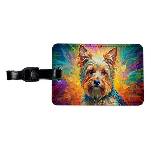 Yorkshire Terrier Yorkie Dog Abstract Art Travel Faux Leather Luggage Tag
