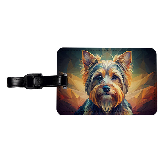 Yorkshire Terrier Yorkie Dog Abstract Stylized Art Travel Faux Leather Luggage Tag