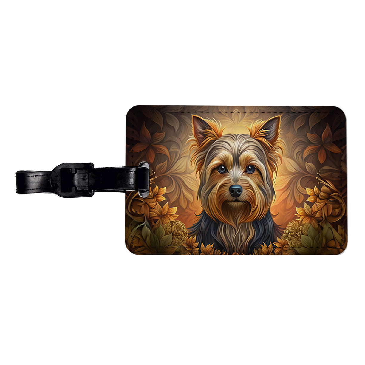 Yorkshire Terrier Yorkie Dog Art Nouveau Travel Faux Leather Luggage Tag