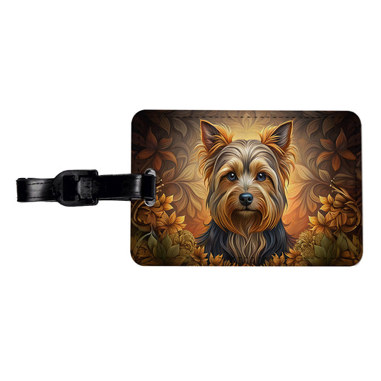 Yorkshire Terrier Yorkie Dog Art Nouveau Travel Faux Leather Luggage Tag