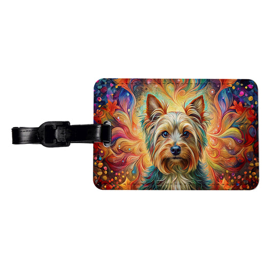 Yorkshire Terrier Yorkie Dog Bohemian Art Travel Faux Leather Luggage Tag