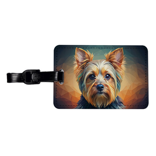 Yorkshire Terrier Yorkie Dog Contemporary Art Travel Faux Leather Luggage Tag