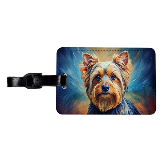 Yorkshire Terrier Yorkie Dog Expressionism Art Travel Faux Leather Luggage Tag
