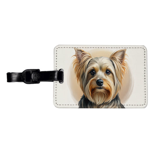 Yorkshire Terrier Yorkie Dog Illustration Travel Faux Leather Luggage Tag