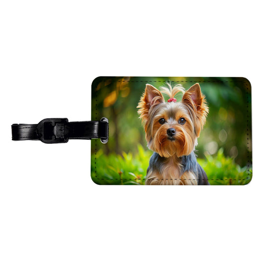 Yorkshire Terrier Yorkie Dog Photo Travel Faux Leather Luggage Tag