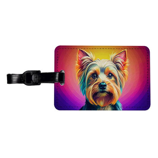 Yorkshire Terrier Yorkie Dog Pop Art Travel Faux Leather Luggage Tag