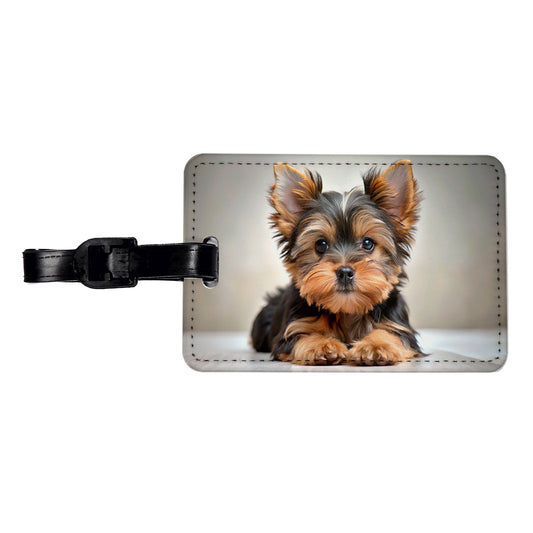 Yorkshire Terrier Yorkie Dog Puppy Photo Travel Faux Leather Luggage Tag