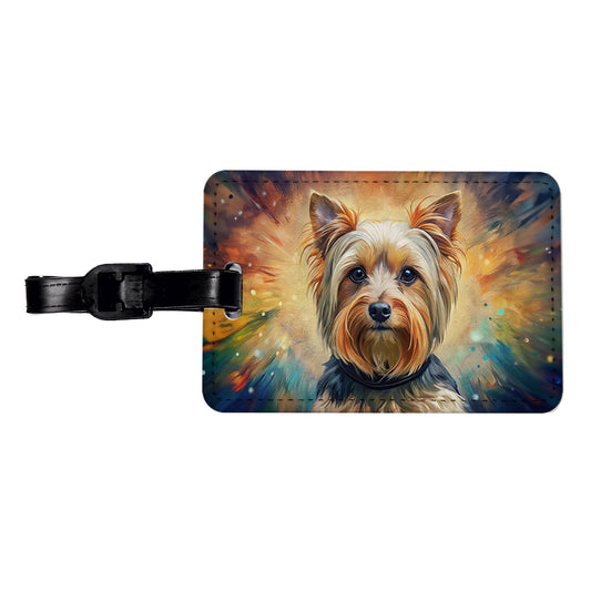 Yorkshire Terrier Yorkie French Bohemian Art Travel Faux Leather Luggage Tag