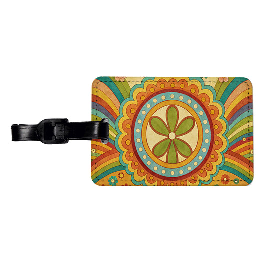 70's Retro Groovy Hippie Design Travel Faux Leather Luggage Tag