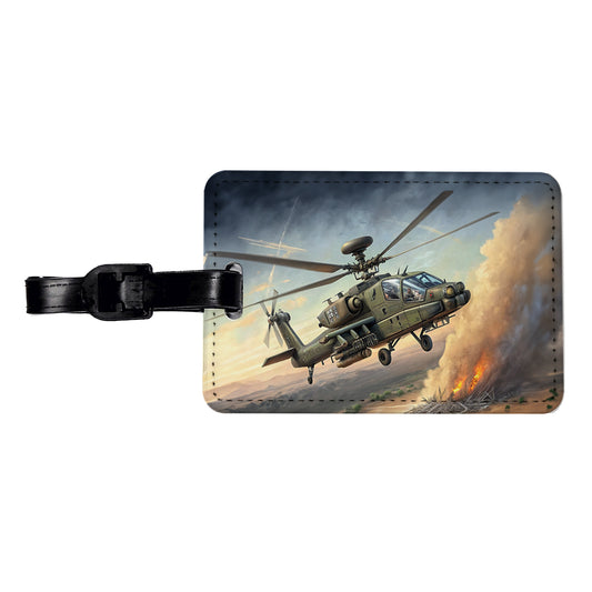 Apache AH-64 Attack Helicopter US Army Travel Faux Leather Luggage Tag