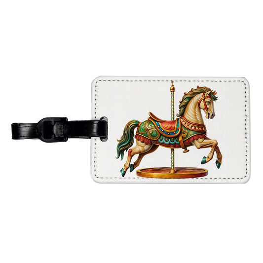 Carousel Horse Travel Faux Leather Luggage Tag