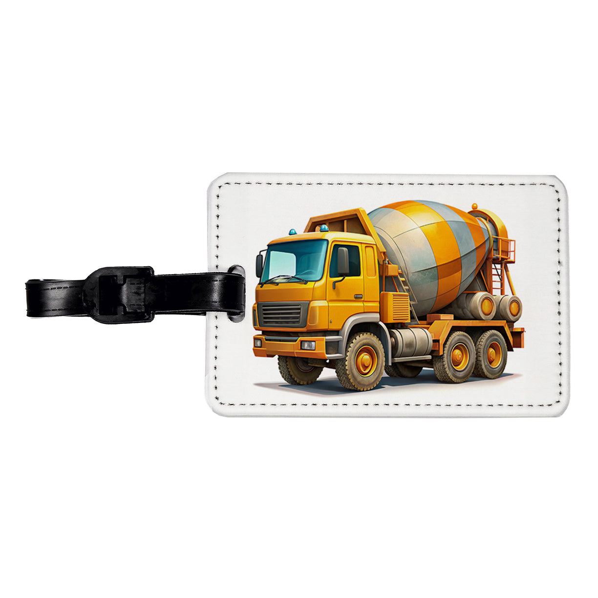 Cement Truck Construction Work Equipment Travel Faux Leather Luggage Tag