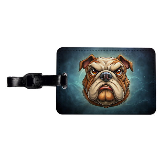 Classic Bulldog Face Cartoon Travel Faux Leather Luggage Tag