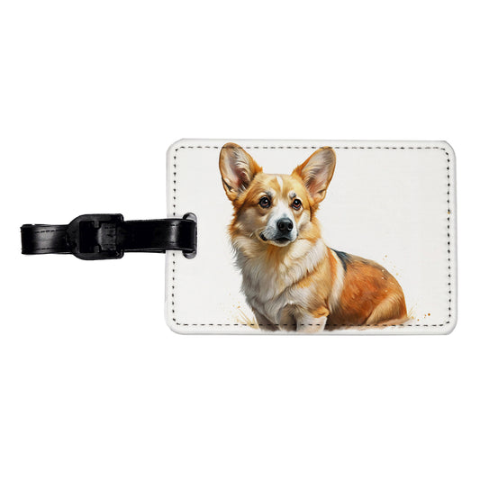 Corgi Cute Illustration Travel Faux Leather Luggage Tag