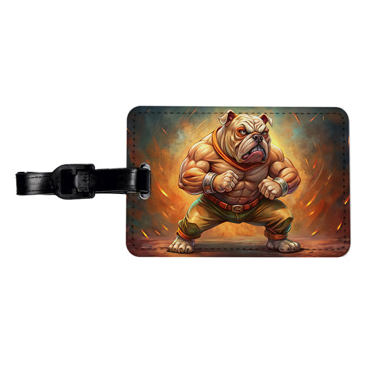 Fighting Mad Bulldog Travel Faux Leather Luggage Tag