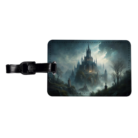 Gothic Horror Castle Travel Faux Leather Luggage Tag