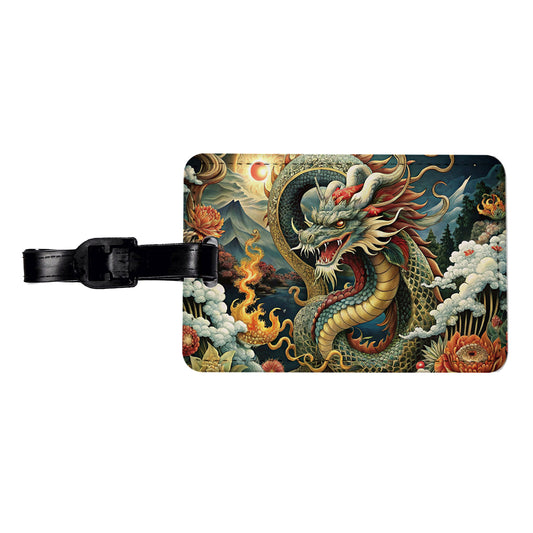 Japanese Asian Dragon Serpent Spirit Art Travel Faux Leather Luggage Tag