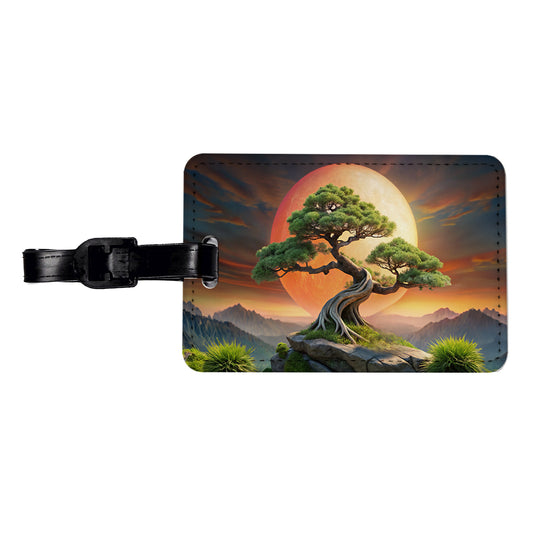 Japanese Bonsai Tree Landscape Travel Faux Leather Luggage Tag