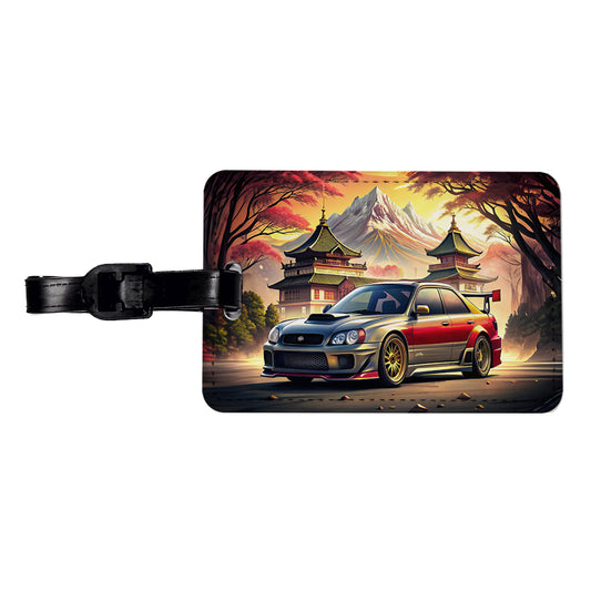 Japanese JDM Tuner Car Art Landscape Travel Faux Leather Luggage Tag