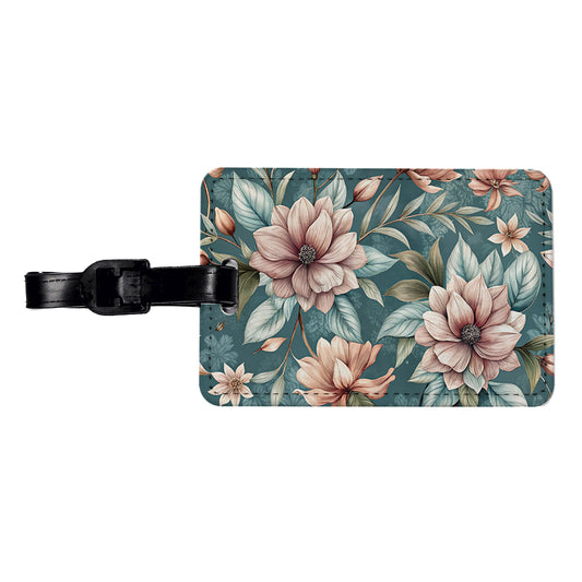 Minimalist Flowers Floral Pattern Travel Faux Leather Luggage Tag
