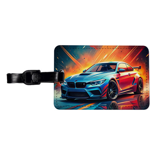Modern German Muscle Tuner Car Art Travel Faux Leather Luggage Tag