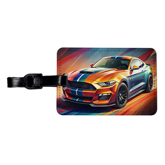 Modern Muscle Car Art Travel Faux Leather Luggage Tag