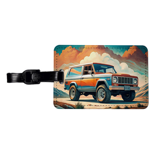 Retro Classic Off-Road Truck Art Travel Faux Leather Luggage Tag
