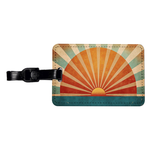 Retro Vintage Rising Sun Design Travel Faux Leather Luggage Tag
