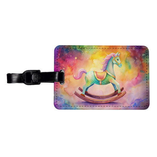 Rocking Horse For A Girl Travel Faux Leather Luggage Tag