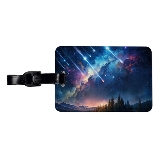 Sci-fi Colorful Meteor Shower Travel Faux Leather Luggage Tag