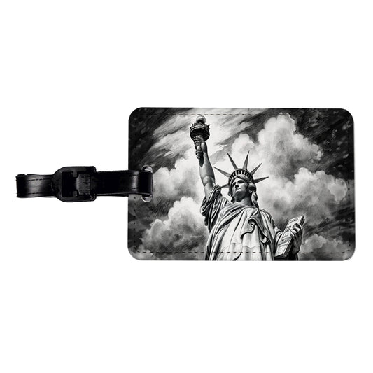 Sketch Of Statue Of Liberty New York City Travel Faux Leather Luggage Tag