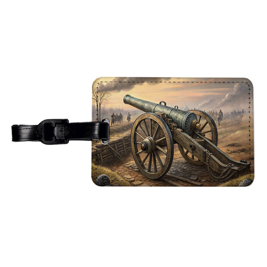 US Civil War Military Cannon Travel Faux Leather Luggage Tag