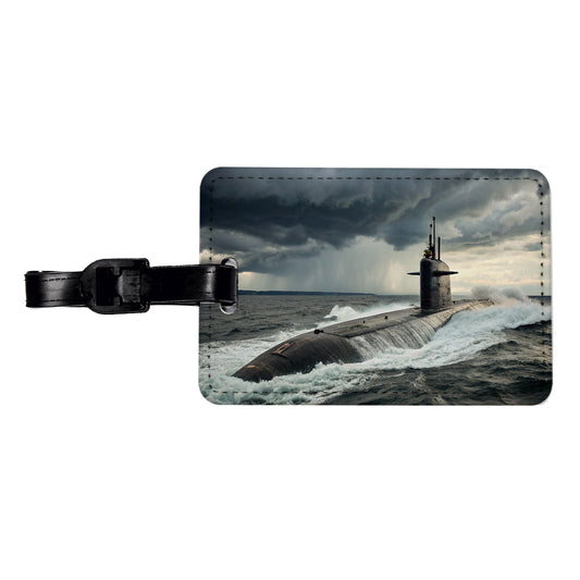 US Nuclear Submarine Underway Travel Faux Leather Luggage Tag