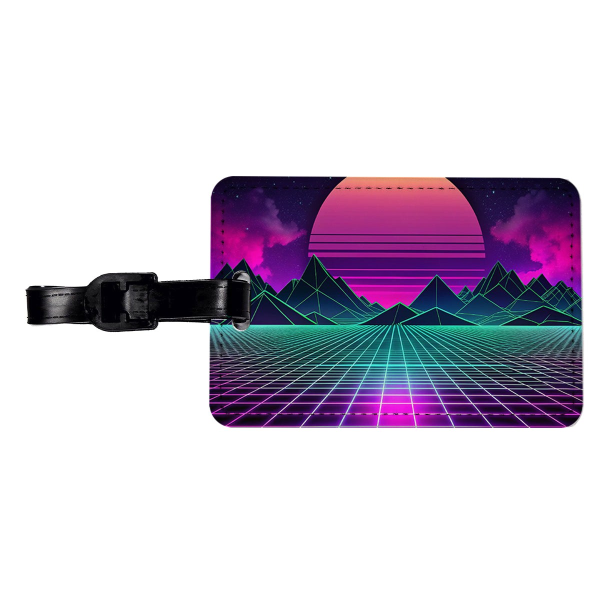Vaporwave Retro Vector Vivid Landscape Travel Faux Leather Luggage Tag
