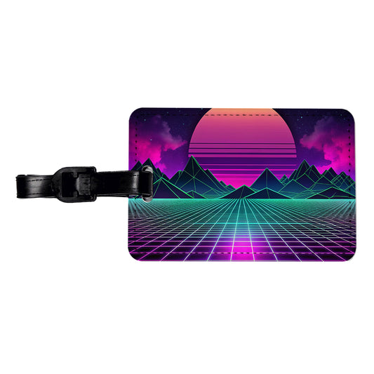 Vaporwave Retro Vector Vivid Landscape Travel Faux Leather Luggage Tag