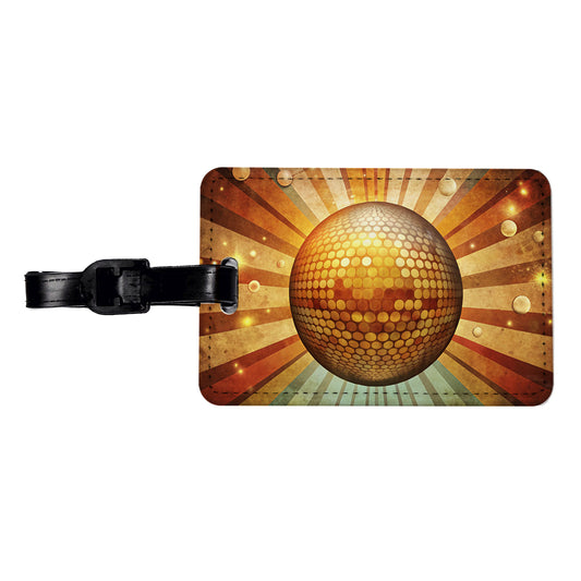 Vintage Retro Disco Ball Design Travel Faux Leather Luggage Tag