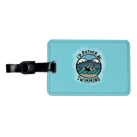 I'd Rather Be Swimming Travel Faux Leather Luggage Tag