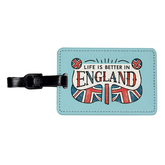 Life Is Better In England Travel Faux Leather Luggage Tag