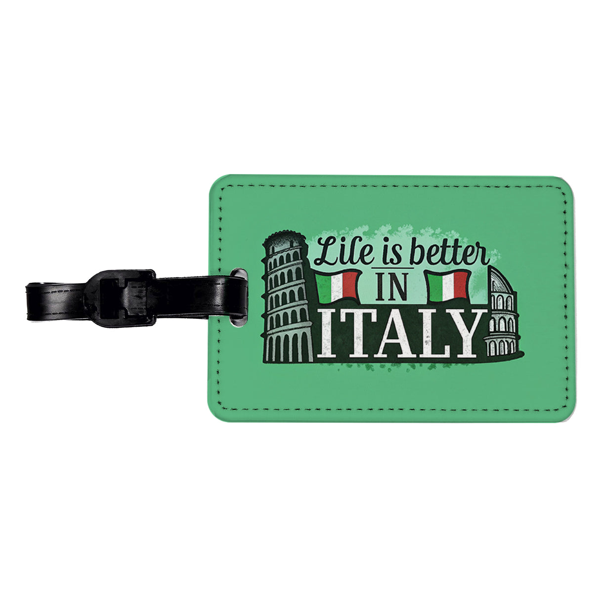 Life Is Better In Italy Travel Faux Leather Luggage Tag