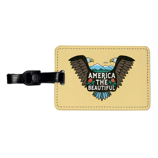 America The Beautiful Eagle Wings USA Travel Faux Leather Luggage Tag