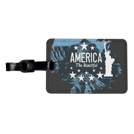 America The Beautiful United States USA Patriotic Statue of Liberty Travel Faux Leather Luggage Tag