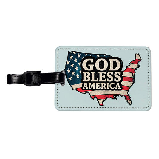 God Bless America Cute USA United States Travel Faux Leather Luggage Tag