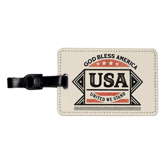 God Bless America USA United We Stand States Travel Faux Leather Luggage Tag