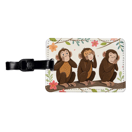 Hear Speak See No Evil Travel Faux Leather Luggage Tag