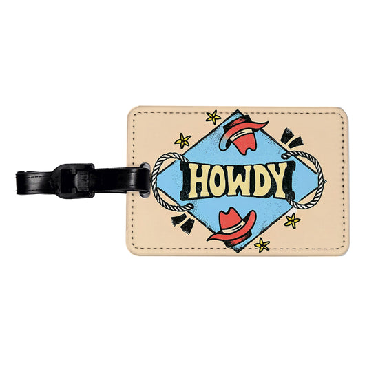 Howdy Country Cowboy Cowgirl Travel Faux Leather Luggage Tag
