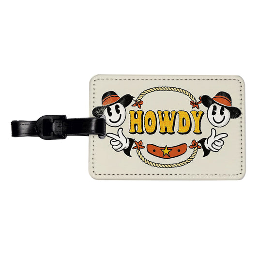 Howdy Funny Country Cowboy Cowgirl Travel Faux Leather Luggage Tag